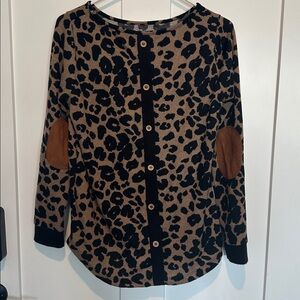 Leopard Print Button-Up Sweater